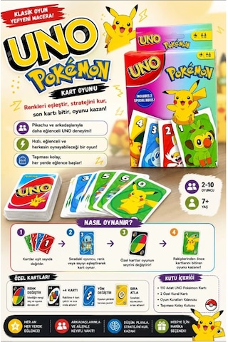 Uno Pokemon Kart Oyunu Renkli Pokemon Serisi