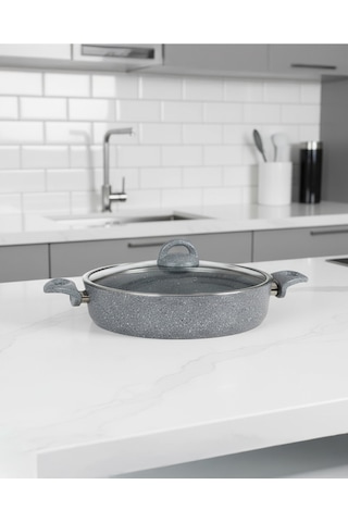 Bonetti Granit Basık Pilav Ve Karnıyarık Tenceresi 22 Cm Gri