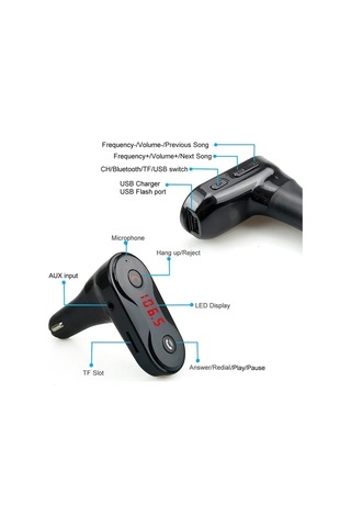 Trobus Araç İçi Fm Transmitter Bluetooth Kit Usb Şarjlı Radyo 12-24v