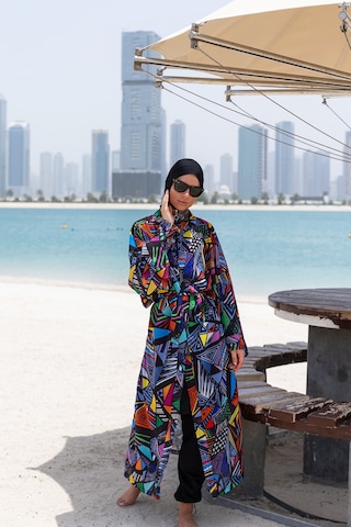 Remsa Mayo Remsa Tesettür Mayo Üzerine Tek Kaftan Kimono Pareo Rp020 Alina Siyah