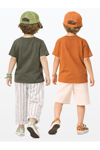 Denokids Erkek Çocuk T-shirt 2'li Paket Timsah Leopar Baskılı Kısa Kol T-shirt Pamuklu Renkli