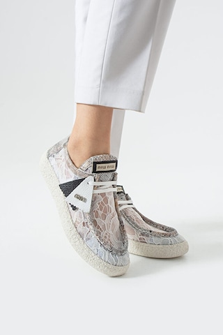 Dericia Shoes Rush Hakiki Deri Rahat Dantel Detaylı Tüllü Kadın Sneaker Beyaz