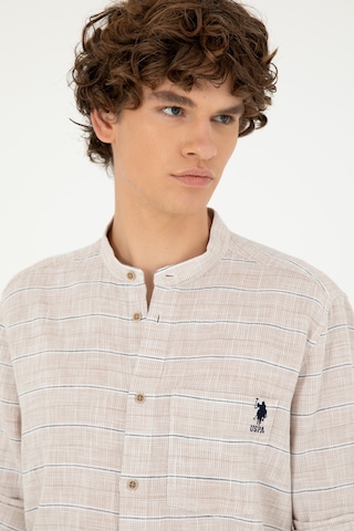 U.s. Polo Assn. Erkek Taş Gömlek Desenli 50288663-vr049 Taş