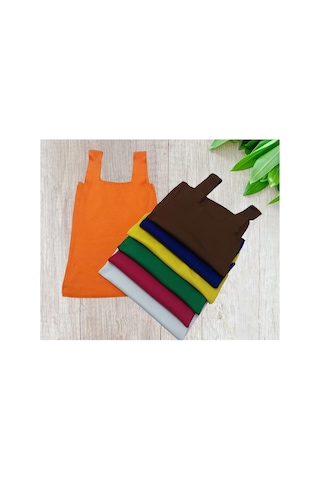 Pazarız Turuncu Kare Yaka Atlet Triko Bluz Crop S / M / L Beden Uyumlu Turuncu