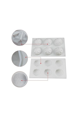 Soulader 6'lı Silikon Kalıp Seti Elmas Şekilli Cupcake Pasta Kek Çikolata Yapımı Beyaz