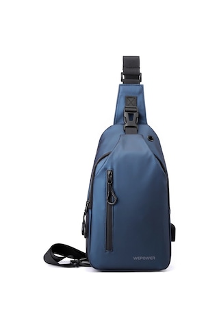 Erkek Büyük Kapasiteli Günlük Çapraz Çanta Koyu Mavi