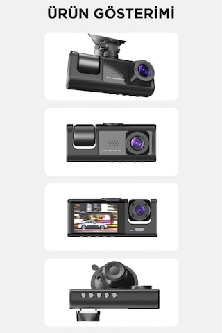 Ta-01 Siyah 1080p Araç İçi 3 Kameralı Lcd Ekranlı Gece Görüşlü , G-sensör , Geri Görüş Kamera