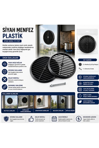 Krt-1145 Plastik Menfez - Siyah