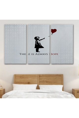 Banksy Kırmızı Balonlu Kızın'ın Her Zaman Umut Vardır Yazılı Tablosu-5012 50 X 70