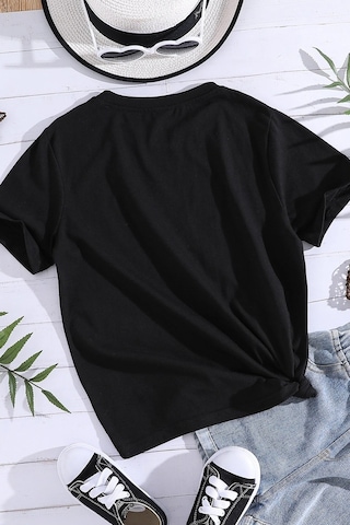 Uyguntarz Çocuk Kafadar Ayılar Baskılı Pamuklu Tshirt Siyah