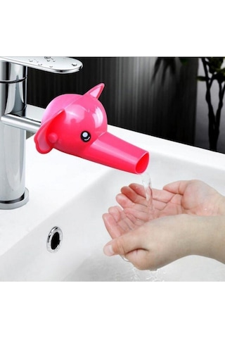 Pembe Fil Figürlü Çocuklar Için Sevimli Musluk Uzatma Başlığı