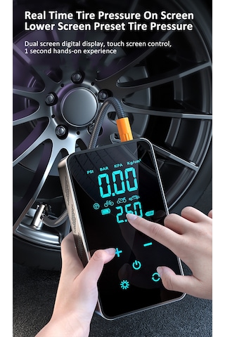 Vkemall St-9616a Arabalı Dokunmatik Hava Kompresörü - 12v Tekerlek Şişirici, 3 Metre Kablolu, 150psı, 16l/dakika