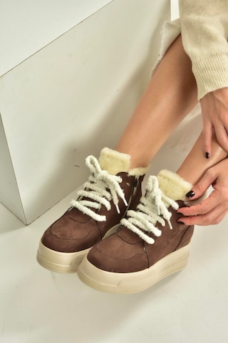 Fox Shoes V367343402 Kahverengi Süet İçi Tüylü Kalın Tabanlı Kadın Bot Kahverengi
