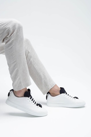 Franceschetti Erkek Hakiki Deri Beyaz/beyaz Sneakers & Spor Ayakkabı 981 2259020 Erk Ayk Y23 Whıte/whıte/navy Beyaz - Lacivert
