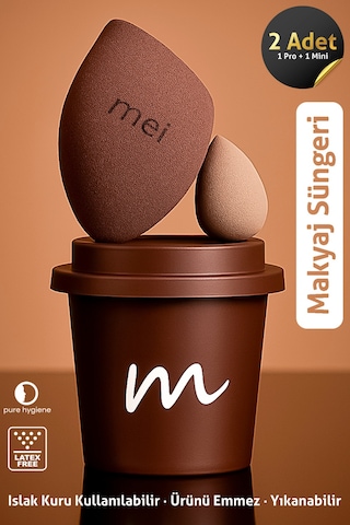 Makyaj Süngeri Fondöten Emmeyen Sponge Coffee Cup Hijyenik Walnut 1 Pro 1 Mini