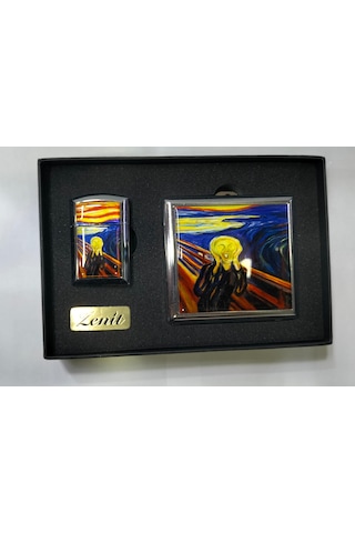 Zenit Çakmak Ve Sigara Tabakası Seti Çığlık-edvard Munch Gri