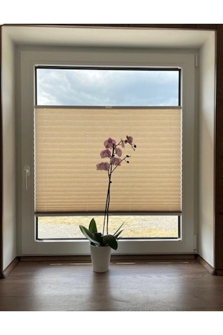 Krem Plise Perde - Cam Balkon Ve Pimapen Uyumlu Kancalı Veya Vidalı Montaj