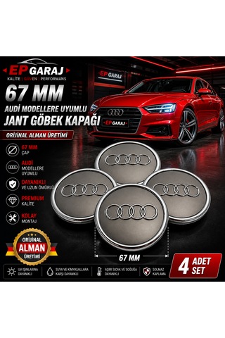Audi Modellere Uyumlu 67 Mm Jant Göbek Kapağı 4 Adet Set Orijinal Alman Üretimi
