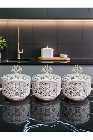 Çeyiz Seti - 103 Ceramic Desen Mutfak Seti Gümüş Siyah