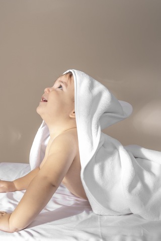 Kadife Yeni Doğan Bebek Kundağı Bebek Banyo Havlu Başlıklı Kundak Beyaz