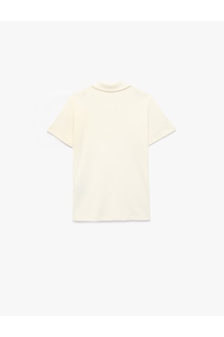 Koton Kısa Kollu Düğmeli Basic Polo Yaka Tişört Ekru 6skb10118tk