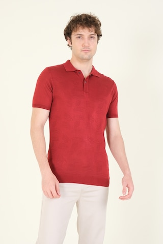 Giyim Dünyası Erkek Çıtçıtlı Desenli Polo Yaka Merserize T-shirt Bordo 001