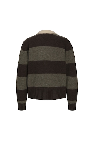 Jack & Jones Kadin Loose Fit Polo Yak Triko Kazak - Ruby - 12298904 Seal Brown