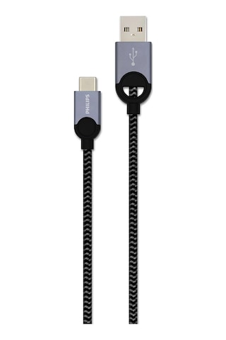 Philips Dlc2628s/97 Usb-a To Usb-c Örgülü Hızlı Şarj Kablosu, 1.2 Metre, Gri
