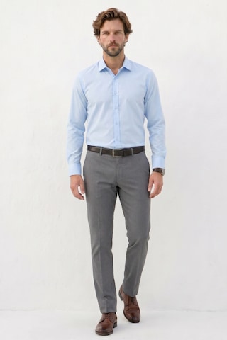 Tudors Erkek Modern Slim Fit Uzun Kollu %100 Pamuk Premium Seri Saten Mavi Gömlek-49937