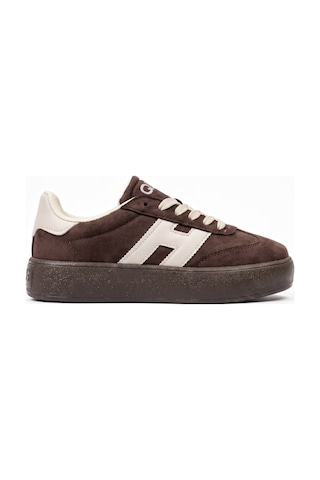 V.S.H Velvet Kadın Yüksek Tabanlı Kahverengi Sneaker Spor Ayakkabı Terra -2518