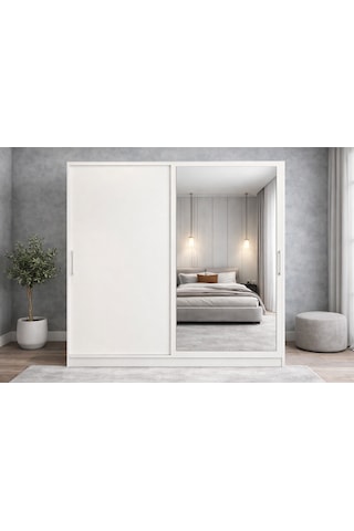 Osvin Tamamı Mdf Sürgü Kapaklı Dolap Gardırop Beyaz 140 Cm