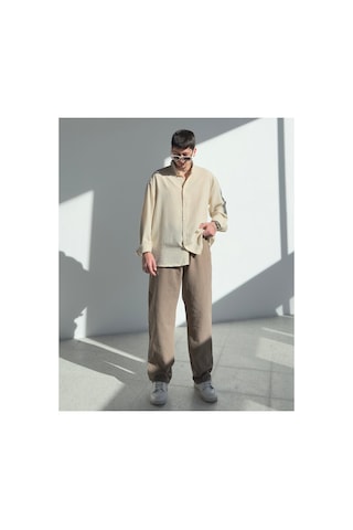 Zaee Oversize Keten Gömlek Krem