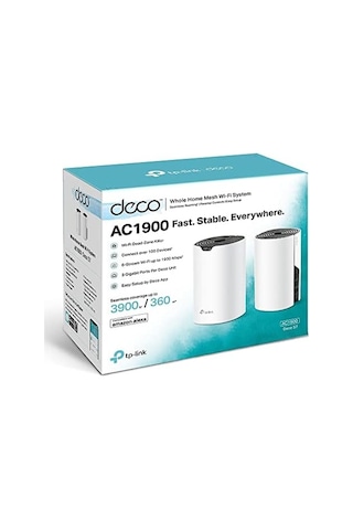 Deco S7 3-pack, Ac1900 Mbps, Dual-band, Gigabit Portları, 520 M²'ye Kadar Kapsama Alanı, 100'den Fazla Cihaz Bağlantısı, Mobil Uygulama İle Kolay Kurulum, Wi-fi 5 Mesh Sistemi