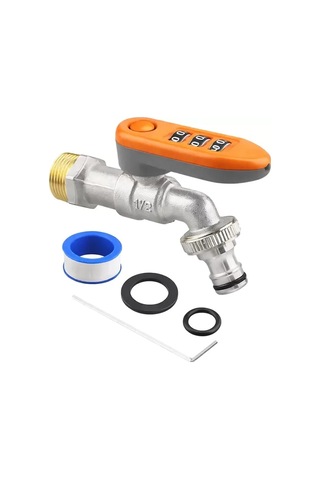 Hubrendy Sh Sunup Sn-29268 3 Haneli Şifreli Kilitli Bahçe Musluğu 1/2" Dış Mekan Su Vanası Hortum Ba