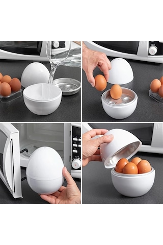 Elmpaly Beyaz 4 Yumurtalık Mikrodalga Yumurta Pişirici - Taşınabilir Pratik Mutfak Aleti