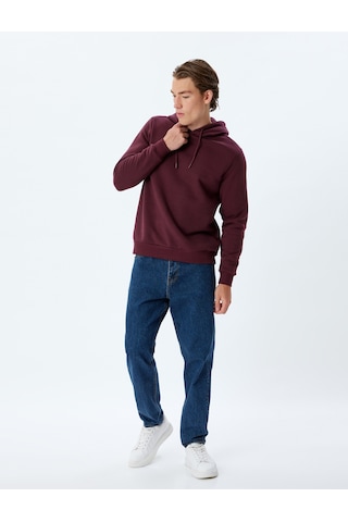 Koton Kapşonlu Sweatshirt Basic Pamuk Karışımlı Bordo 5wam70001mk Bordo