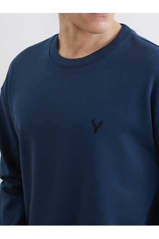 Lcw Vision İndigo Bisiklet Yaka Erkek Kalın Sweatshirt
