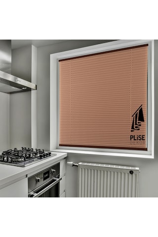 Plise Dekor Kahve Plise Perde - Cam Balkon Perdesi Vidalı Sistem