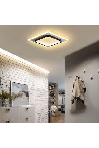 50x50cm Akrilikli Kare Kumandalı Dimli 3 Işık Renkli Led Tavan La Beyaz - Siyah