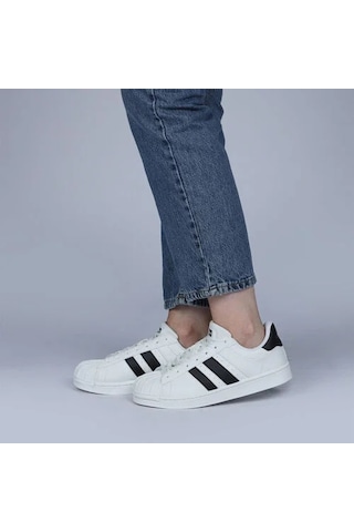 Jump 28787 Bağcıklı Dikişli Unisex Sneaker Günlük Spor Ayakkabı Beyaz Beyaz
