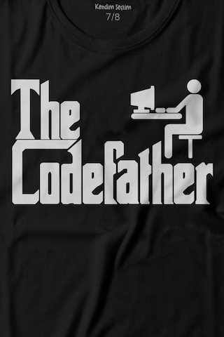 Kendim Seçtim The Codefather Godfather Bilgisayar Code Korsan Hacker Yazılımcı Baskılı Tişört Çocuk T-shirt 001
