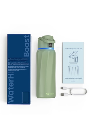Waterh Boost Akıllı Termos Hidrasyon Takibi Yapan, Yalıtımlı 0.95 L / 32oz Akıllı Şişe Yeşil
