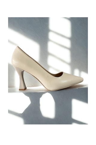 Cilt Deri Bej Stiletto Ayakkabı Bej