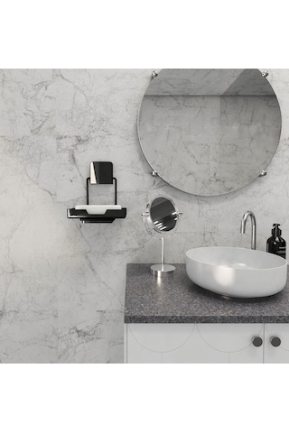 Decorev Şık Dekoratif Kullanışlı Krom Sabunluk Plastik Hazneli