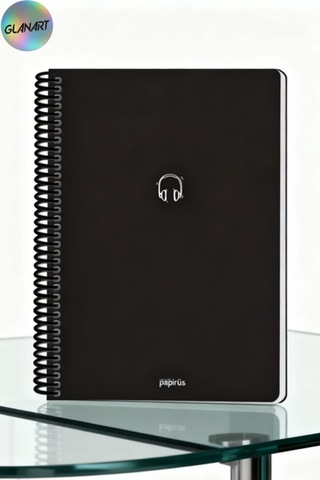 Spiralli 100 Yaprak Çizgili Orta Boy Sert Kapak Defter Kraft Kağıt 16x23 Cm Dışı Siyah