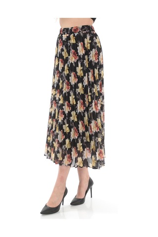 Soralline Kadın Plisoley Etek 786 Şifon Empirme Gül Siyah