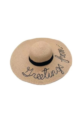 Reva Beach Please Yazılı Hasır Plaj Şapkası Hasır