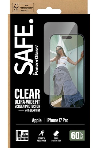 Safe. By Panzerglassİphone Uyumlu 17 Pro Ultra-wide Fit Siyah Çerçeveli Ekran Koruyucu - Çerçeve Aparatlı