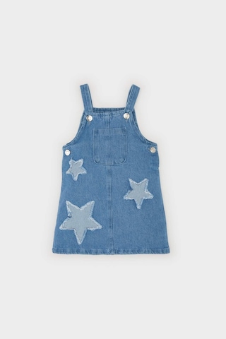 Defacto Kız Bebek Yıldız Nakışlı Salopet Elbise B8219a525smbe394 Mavi