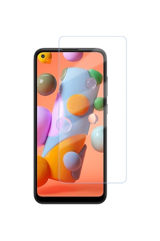Samsung Uyumlu Galaxy A11 Arka Kapak Silikon Kılıf + Temperli Cam Ekran Koruyucu